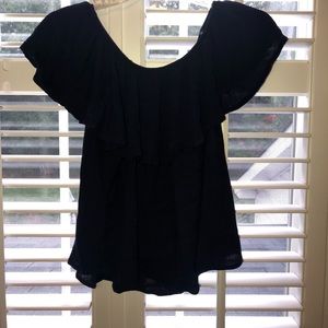 navy off the shoulder top
